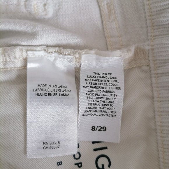 Lucky Brand Womens Ivory High Rise Crop Mini Boot Ankle Jeans Size 8/29 - Picture 6 of 8